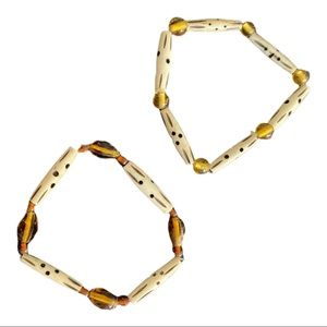 set of 2 wood & beaded bracelets dots pattern design